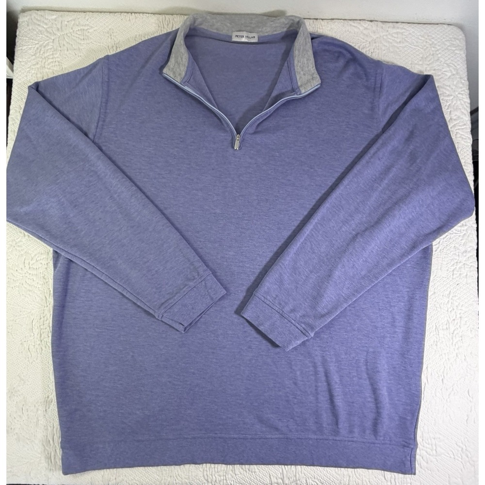 Peter Millar Crown Comfort Interlock Quarter-Zip Pullover - XL - Wisteria Purple
